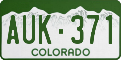 CO license plate AUK371
