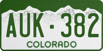 CO license plate AUK382