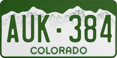 CO license plate AUK384