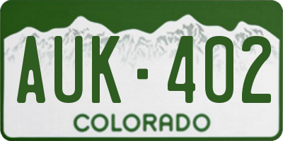 CO license plate AUK402