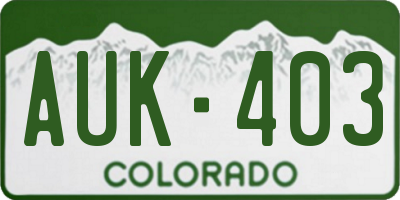 CO license plate AUK403