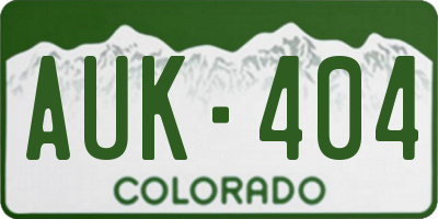 CO license plate AUK404