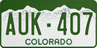 CO license plate AUK407