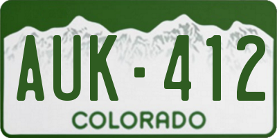 CO license plate AUK412
