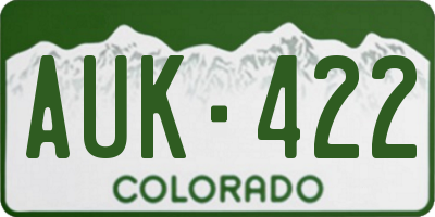 CO license plate AUK422