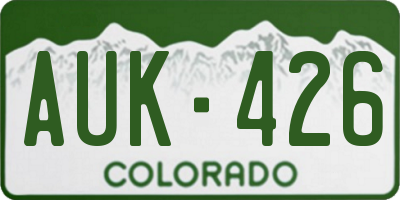 CO license plate AUK426