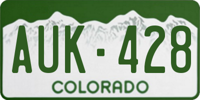 CO license plate AUK428
