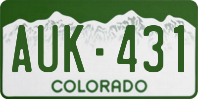 CO license plate AUK431