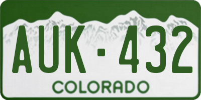 CO license plate AUK432