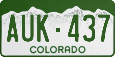 CO license plate AUK437