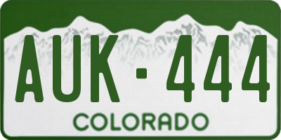 CO license plate AUK444