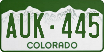 CO license plate AUK445