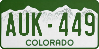 CO license plate AUK449