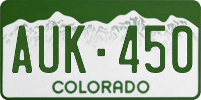 CO license plate AUK450