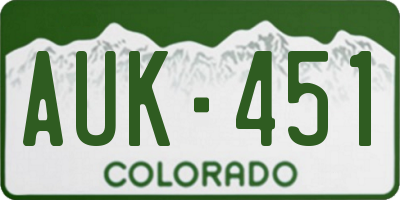 CO license plate AUK451