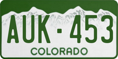 CO license plate AUK453