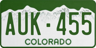 CO license plate AUK455