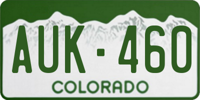 CO license plate AUK460