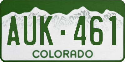 CO license plate AUK461