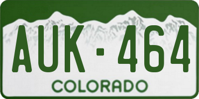CO license plate AUK464