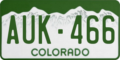 CO license plate AUK466