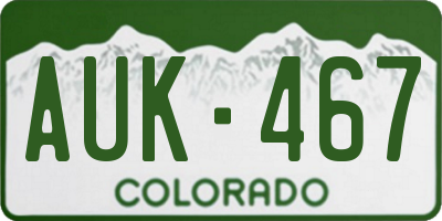 CO license plate AUK467