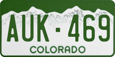 CO license plate AUK469