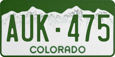 CO license plate AUK475