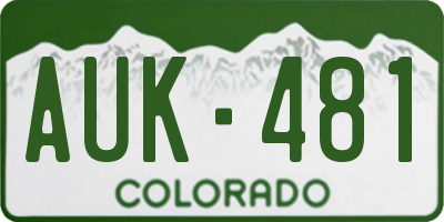 CO license plate AUK481