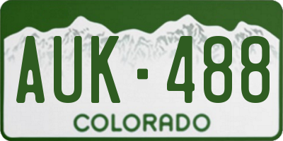 CO license plate AUK488