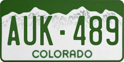 CO license plate AUK489
