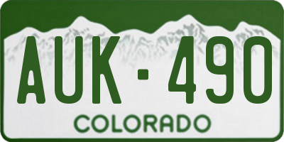 CO license plate AUK490