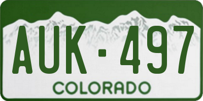 CO license plate AUK497