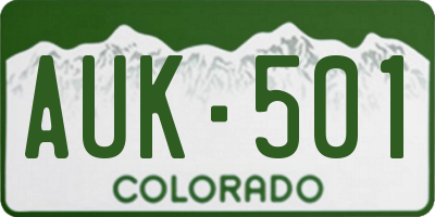 CO license plate AUK501