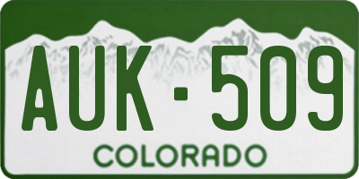 CO license plate AUK509