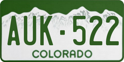 CO license plate AUK522