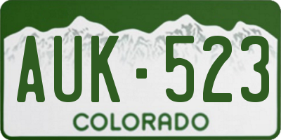 CO license plate AUK523