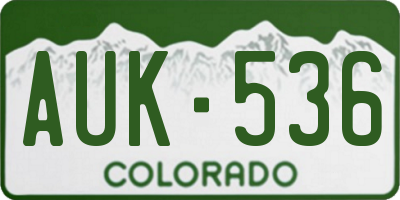 CO license plate AUK536