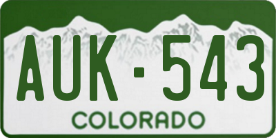 CO license plate AUK543
