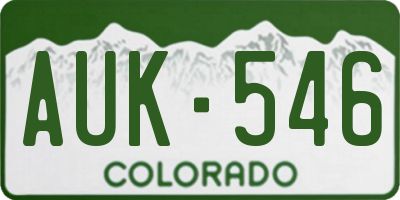 CO license plate AUK546