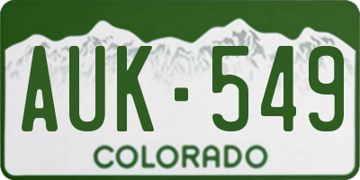 CO license plate AUK549