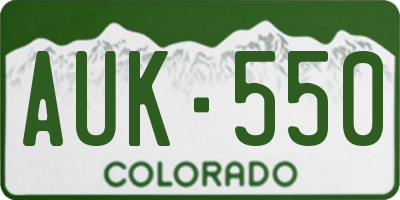 CO license plate AUK550