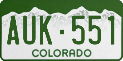CO license plate AUK551