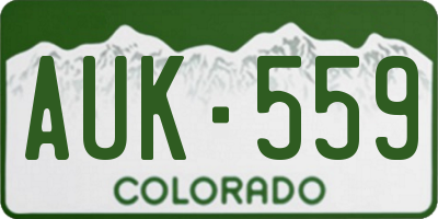 CO license plate AUK559