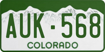CO license plate AUK568