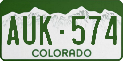 CO license plate AUK574