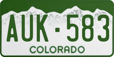 CO license plate AUK583