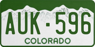 CO license plate AUK596