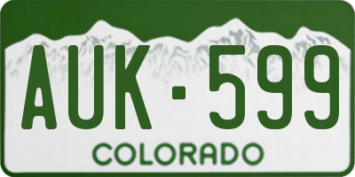 CO license plate AUK599