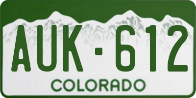 CO license plate AUK612